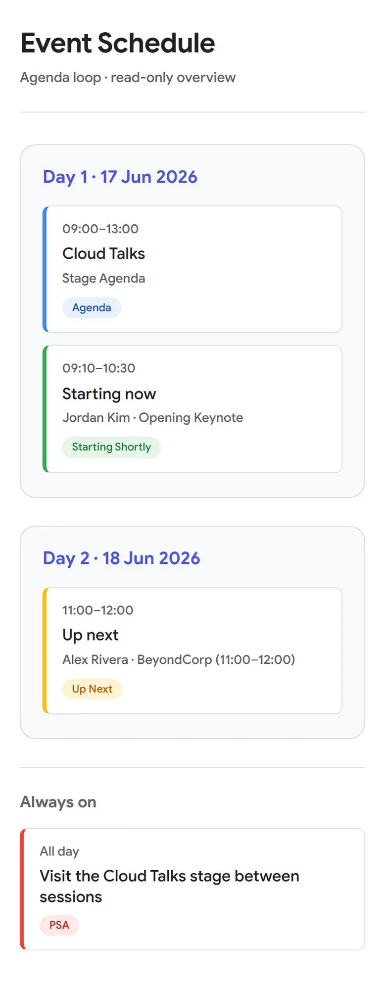 Wonder Digital Agenda Screens for Google Cloud Summit, image 4 of 15